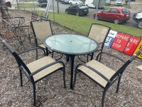 Round Outdoor Glass & Metal table with 4 Outdoor Metal Chairs - 2