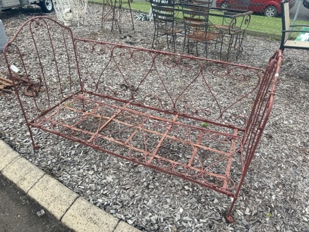 Vintage decorative forged iron single baby cot frame