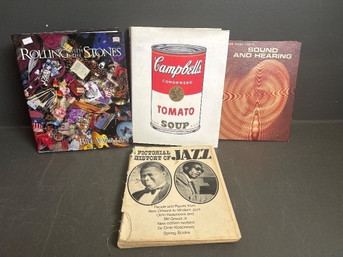 Selection of Books - Rolling Stones, Sound & Hearing, Andy Warhol, Jazz