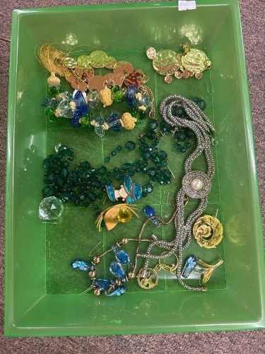 Panel of Blue Green Costume Jewellery