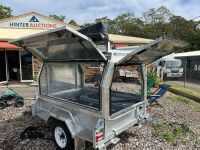 6x4 Welded Single Axle Trailer (2022) with tradesman top, tool box, welded roof bars,foldable stabilisers, brand new 13 inch spare wheel with holder and 2 x installed Kings drawers. ATM: 750kg - selling unregistered - 3