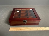 Miniature Rosewood Display Cabinet w. hinged glass door