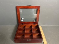 Miniature Rosewood Display Cabinet w. hinged glass door - 2