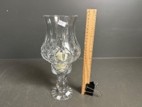 Quality Bohemia Crystal 2 piece Hurricane Lamp w. candle