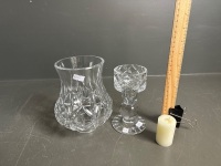 Quality Bohemia Crystal 2 piece Hurricane Lamp w. candle - 3