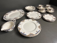 27 Piece Grindley England Blue & White Dinner Set Circa 1930 - 2