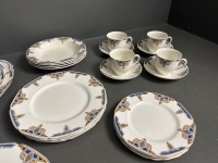 27 Piece Grindley England Blue & White Dinner Set Circa 1930 - 4