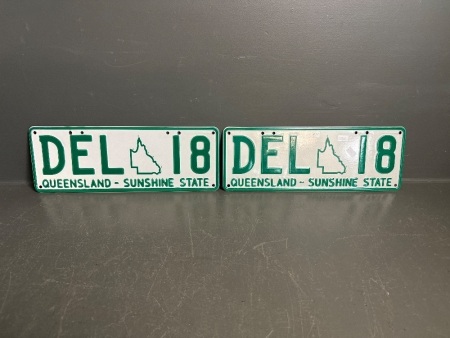 Personalised QLD Number Plates DEL 18