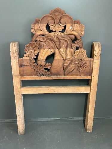 Solid Carved Horse Panel used as single bed or display