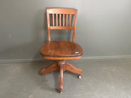 Vintage Wooden Secretary/Student Chair on Castors