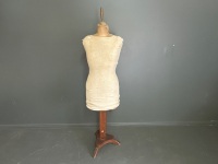 Vintage Dress Mannequin with solid wooden base