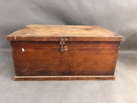 Antique Pine Travel Trunk with Rope Handles