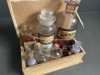 Box of Apothecary Bottles with Contents plus Sundries - 2