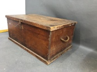 Antique Pine Travel Trunk with Rope Handles - 2