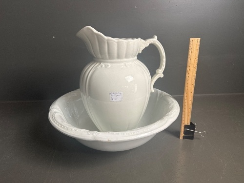 J & G Meakin England White Ironstone Antique Ewer