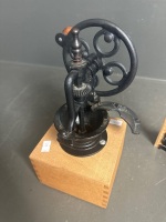 Cast Iron Coffee Grinder on Wooden Stand - 3