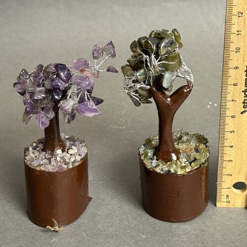 Two Gem Trees. Labradorite and Amethyst