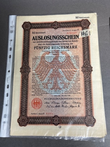 Collection of old German Bond certificates