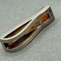 Natural Amber pendant set in Sterling Silver (925) - 2