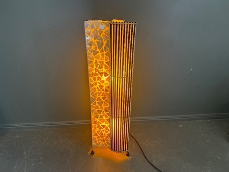 Modern Mother of Pearl and Wood Floor Lamp