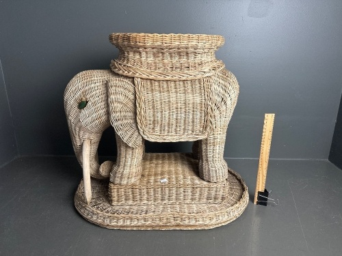 Mid Century Cane Elephant Table / Stand