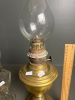 1 x Clear Glass Lantern & 1 x Metal & Brass Lantern both with chimneys - 3