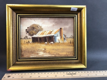 Original Framed Oil on Board by William Bill O'Shea - 'Old Miners House'