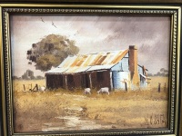 Original Framed Oil on Board by William Bill O'Shea - 'Old Miners House' - 2