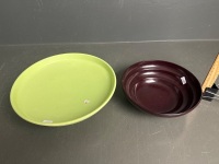 Retro Green Bakelite Serving Platter and The Moldex Co. Bakelite Bowl - 2