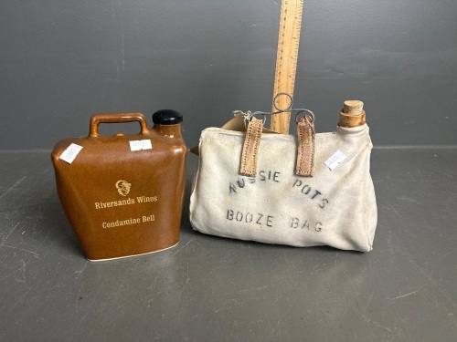 Riversands Wine Condamine Bell Tawny Port & Warrawee Pottery Water Bag Wine Cask