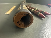 Termite Hollow Hand Painted didgeridoo, Carved Boomerang & Hand Painted Clapsticks - 2