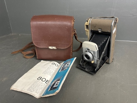 Polaroid Land Camera Model 80B in leather case with instructions