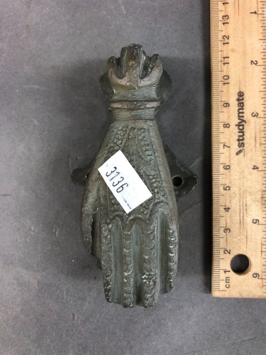 Heavy Antique Brass Door Knocker in the Shape of a Hand