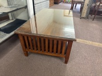 Glass Topped Wooden Coffee Table - 2