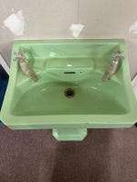 Mid Century Mint Green Twyfords Ceramic Bathroom Sink - 4