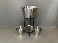 Ice Bucket on stand with 2 x wine Buckets