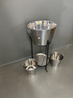 Ice Bucket on stand with 2 x wine Buckets - 2