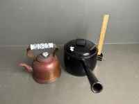 Copper kettle with ceramic handle + Judge style lidded pot - 2