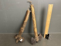 2 Weapon of War stone axes with hide bound handle - origin unknown