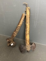 2 Weapon of War stone axes with hide bound handle - origin unknown - 2