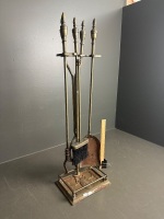 Brass look fire tools on stand - 2