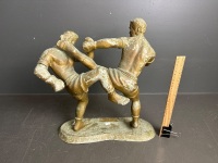 Cast alloy statue of kick boxers - 2