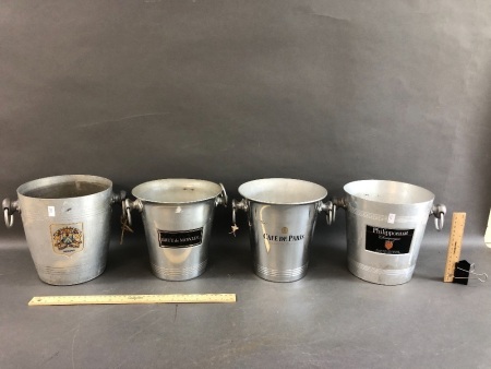 4 x Vintage French Alluminum Ice Buckets