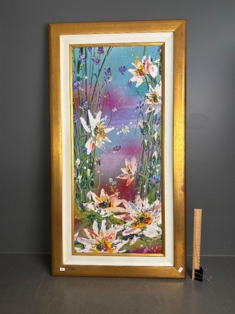 Water Lillies oil on canvas signed Kendall Perkins