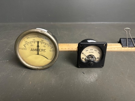 Vintage Anlasserprüfgerät amp meter + Master Instruments tacometer