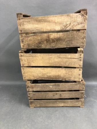 3 Vintage French Apple Crates