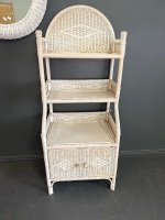 Painted wicker shelving unit + mirror - 3