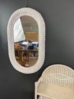 Painted wicker shelving unit + mirror - 4