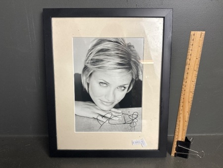 Signed B&W photograph of Cameron Diaz with certificate of authentication