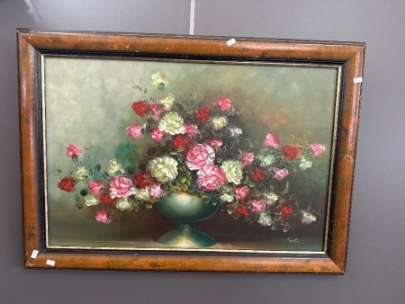 Still Life flowers Painted on board signed Fields